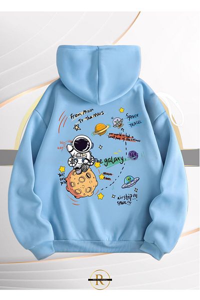 Risil-Nu Company Tendință unisex pentru noul sezon - Hanorac oversize imprimat pe spate Galaxy cu 3 fire