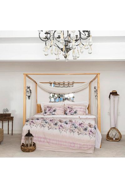 Altınbaşak Ranforce Miranda Pink Double Duvet Cover Set - Towel Gift