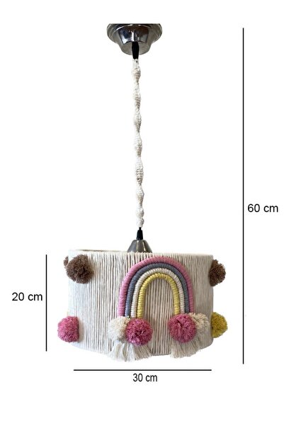 EviminDekoru Makrome Çocuk Odası Avize Bebek Odası Ekru Sarkıt Ip Avize