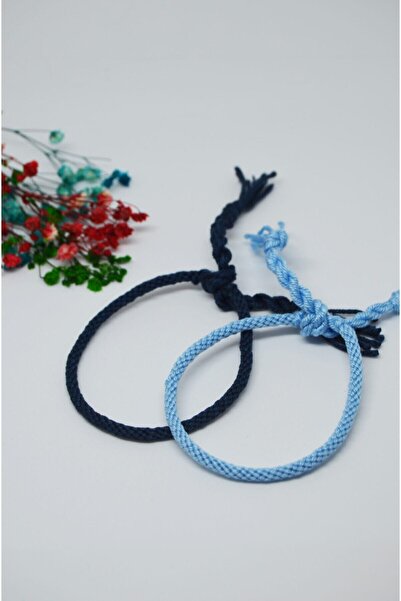 Bidüğüm Unisex Lacivert-mavi Örgü Bileklik, El Emeği Arkadaş Bilekliği - Ayar...