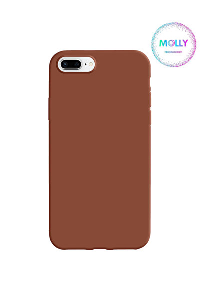 Molly iPhone 8 PLUS İçin Kahverengi Liquid İçi Kadife Silikon Kılıf