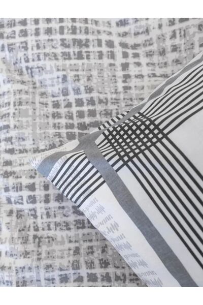 Altınbaşak Ranforce Double Duvet Cover Set - Shadows Gray Towel Gift