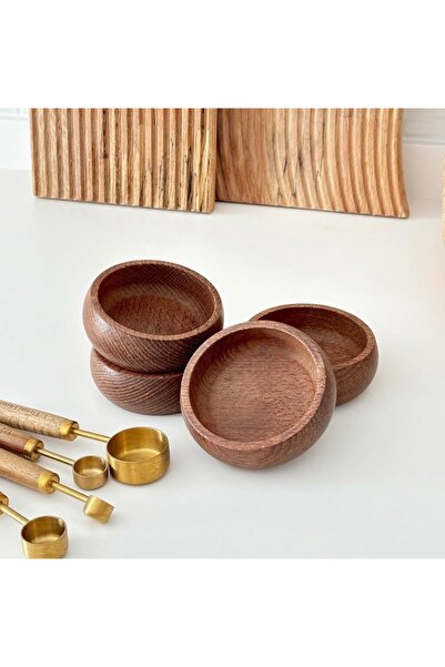 PİEL HOME 4-Piece Wooden Snack Bowl Presentation Bowl