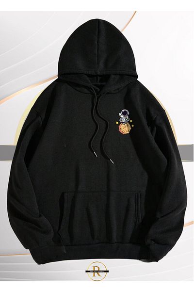 NewCabin Tendință unisex pentru noul sezon - Hanorac oversize imprimat pe spate Galaxy cu 3 fire