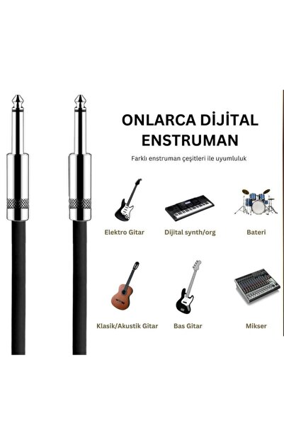 Erga Müzik كابل جاك جيتار بطول 5 أمتار - ربط باس صوتي كهربائي، متوافق مع كمان الكمان، أمبير وخلاط