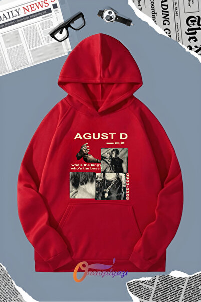 oneagılyazı Agust D Hooded and Printed Sweatshirt