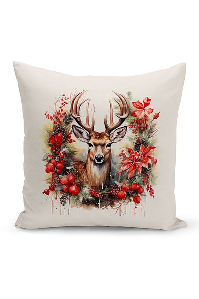 Bertille Home New Year Series Double Sided Digital Printed Throw Pillow Case (Christmas Christmas Cushion Cover)