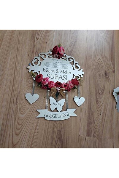 Evsay Gümüş Renk Pleksi Kapı Süsü Çiçekli Özel Tasarım Model