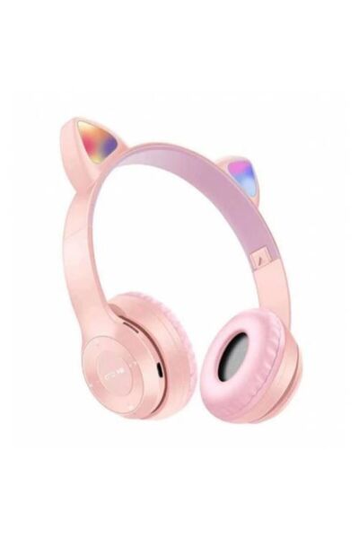 Genel Markalar Bluetooth Kulaklık P47m Kedili Kulaklık Cat Rgb Led Işıklı Çoc...