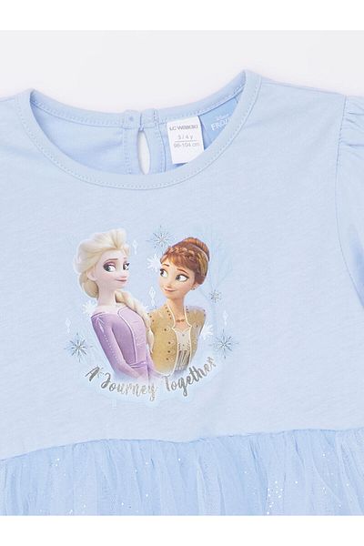 LC Waikiki LCW Elsa bedrucktes Baby-Mädchenkleid – Rundhalsausschnitt, kurze Ärmel