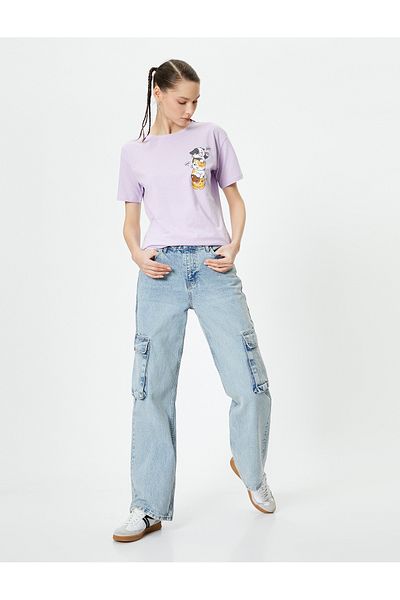 Koton Tricou pisică cu mânecă scurtă și decolteu rotund Potrivire confortabilă