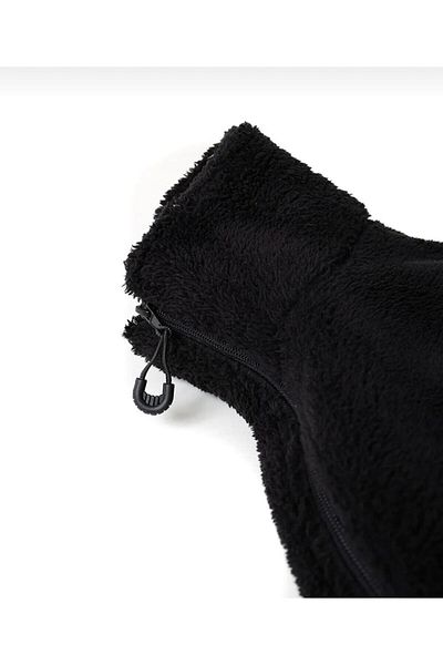 DEEPSHOPPİNG Unisex Μαύρο Oversize Λούτρινο Μπουφάν