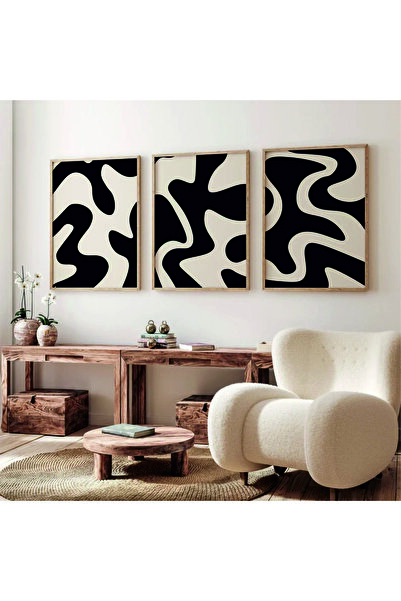 woodhomeworks Tablou decorativ cu ramă alb-negru modern pentru casă, salon, cameră de zi, dormitor, balcon qmrc