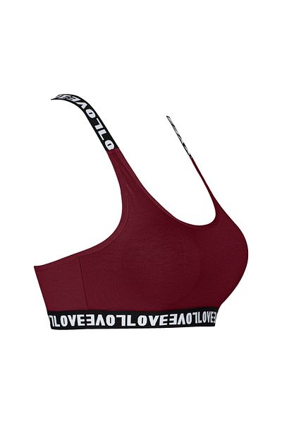 HNX Claret Red Love Elastic Cross Strap Sports Bra