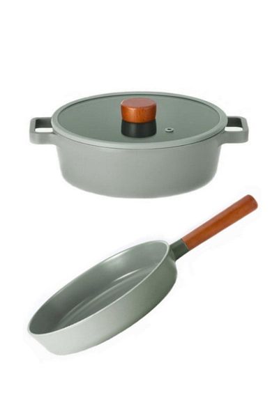 NEOFLAM Fika Cast Iron Gray 24 Cm Pot & Pan Set