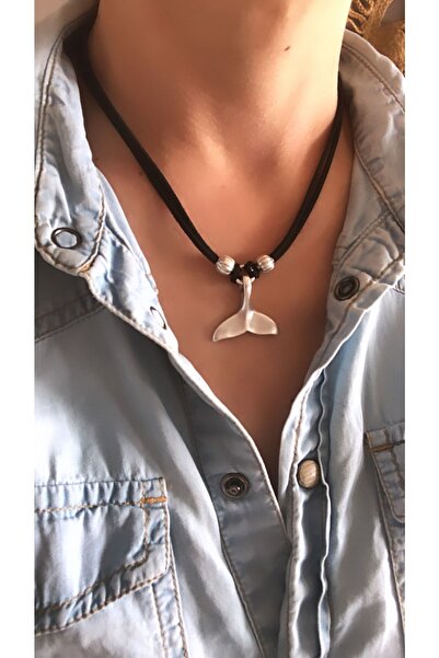 by özllem قلادة ذيل الحوت بتصميم Nubuck الأسود