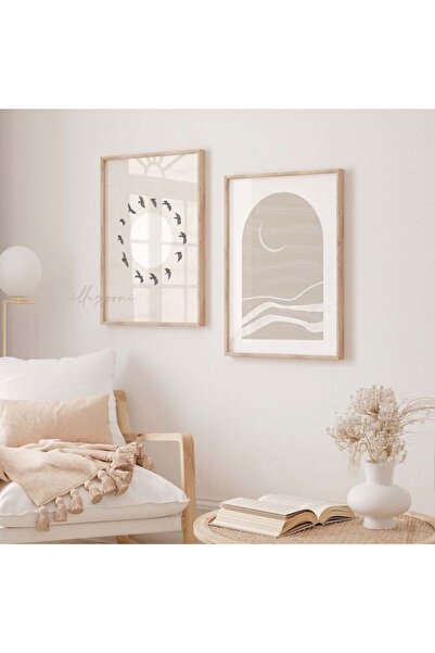 woodhomeworks Ahşap 2'li Çerçeveli Dekoratif Tablo Home Ev Salon Oturma Odası...