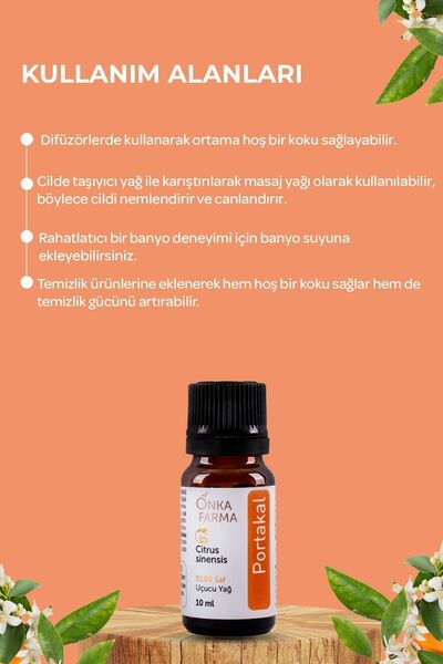 OnkaFarma Onka Farma Portakal Yağı - %100 Saf Portakal Uçucu Yağı - 10 ml