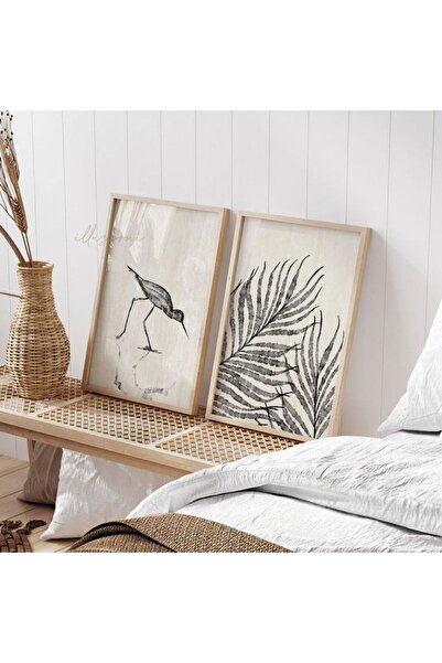 woodhomeworks Ahşap 2'li Çerçeveli Dekoratif Tablo Home Ev Salon Oturma Odası...