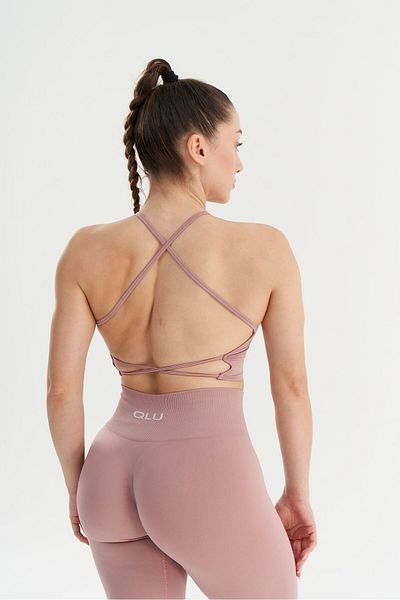 qlu Infinity Collection Women's Dried Rose Seamless/seamless String Bra/sports Bra