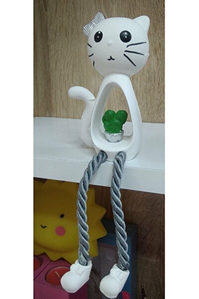 Biblomania Ayakları Sallanan Beyaz Kedi Biblosu