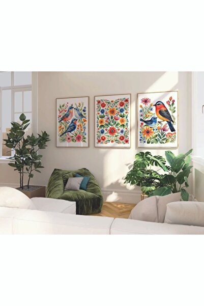 woodhomeworks Ahşap Çerçeveli 3 Lü Soyut Tablo Home Ev Salon Oturma Odası Yat...