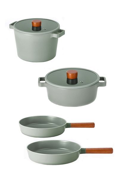 NEOFLAM Fika Cast Iron Gray 6 Piece Set (22CM DRN 24 SHALLOW PAN)