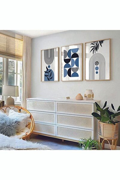 woodhomeworks Pictură abstractă din 3 piese cu cadru din lemn Acasă Casa Sufragerie Sufragerie Dormitor Balcon Qmrc45