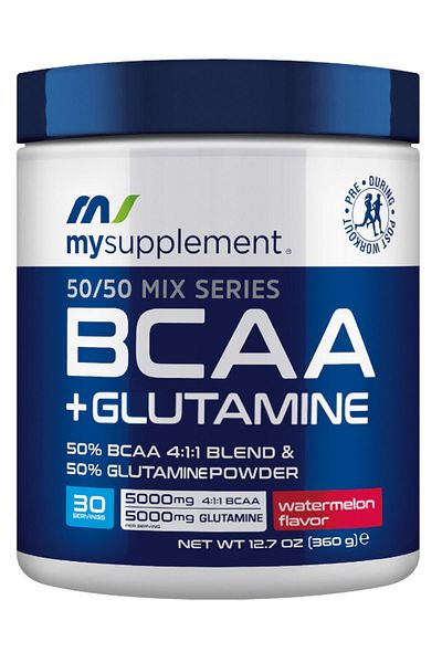 MYSUPPLEMENT Amino Acid Pack - Bcaa Glutamine Watermelon 360Gr - Creatine Monohydrate Creatine 125Gr - Gift Shaker