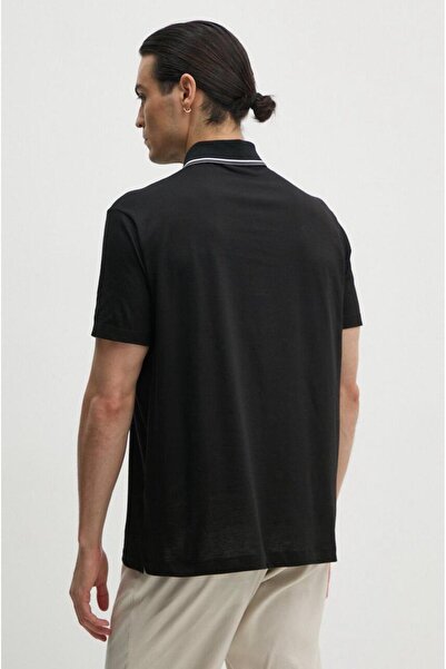 PAUL&SHARK Ανδρικό μπλουζάκι μαύρο Polo Neck - Βαμβακερό, κοντομάνικο, casual 14311713 -11Δ