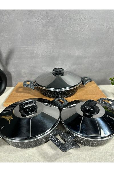 BENA LİFE 3-piece Omelet Set with Steel Cover - 20-22-24 Cm