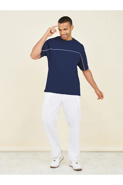 Styli Contrast Seam Piping Detail Oversized T-Shirt