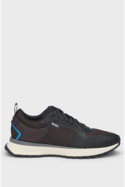 BOSS Erkek Marka Logolu Bağcıklı Kaydırmaz Tabanlı Günlük Siyah1 Sneaker 50513195-244