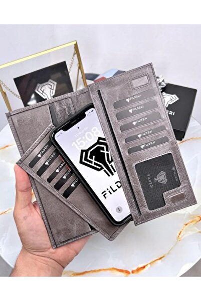Fil Deri 2047 Model Leather Wallet with Phone Compartment and Magnet - Antiqu...