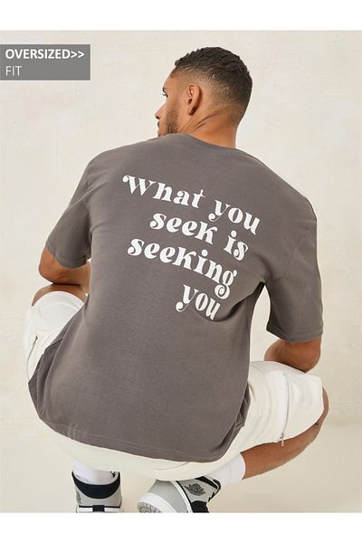 Styli Seeking You Slogan Print Oversized T-shirt