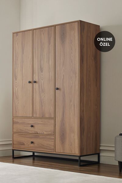Enza Home Kalinsta 3 Kapaklı Gardırop - Ceviz