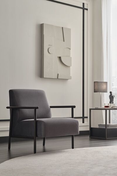 Enza Home Berta Berjer, Kadife Dokulu - Gri