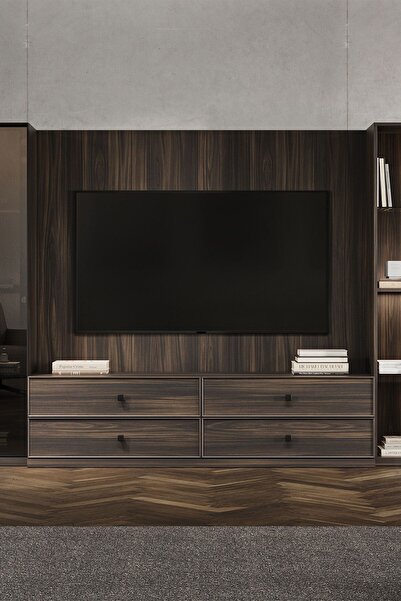 Enza Home Parma Çekmeceli TV Sehpası - Koyu Ceviz