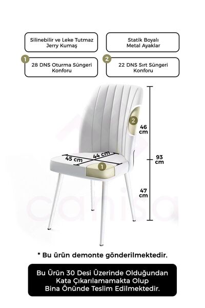 Canisa Platinum Serisi Üst Kalite Yemek Odası Sandalyesi Metal Kahverengi Iskeletli 1 Adet Kahve