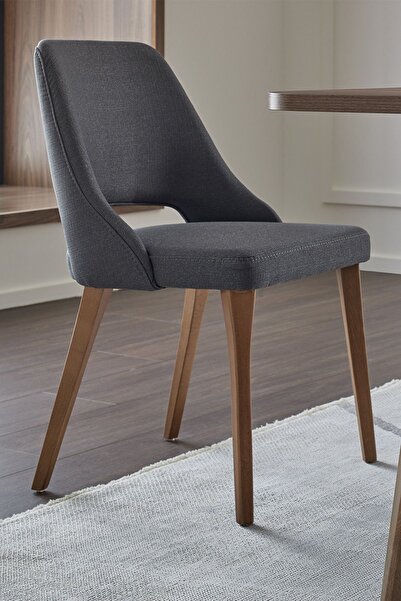 Enza Home Pavia Sandalye, Keten Dokulu - Gri