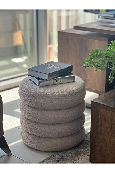 Breda Home Concept Bubble V2 Teddy Kumaşlı Lüks Modern Yuvarlak Puf
