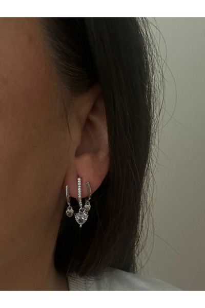 bijutericim Set of 3 Hanging Heart Earrings