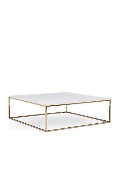 Enza Home Legato Kare Metal Orta Sehpa - Beyaz/gold