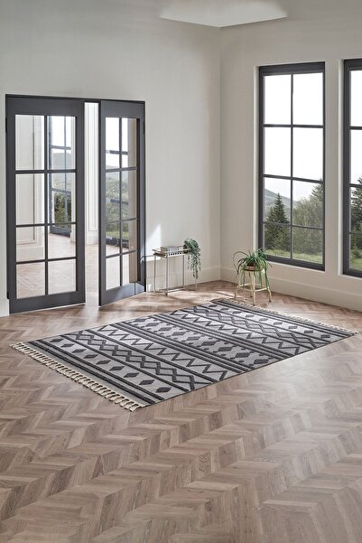 Enza Home Taos Modern Özel Tasarım Dokuma Halı - Antrasit