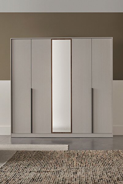 Enza Home Loreto 5 Kapaklı Gardrop - Kırık Beyaz