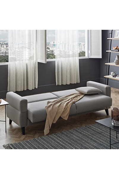 Enza Home Astera 3lü Yataklı Koltuk - Açık Gri