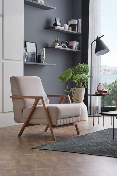 Enza Home Pavia Berjer, Kadife Dokulu - Kemik