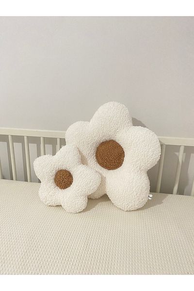 minibellababy Double Flower Pillow White Leaf Cinnamon Medium Flower