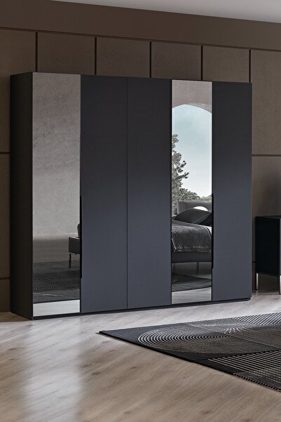 Enza Home Legato 5 Kapaklı Gardrop - Siyah