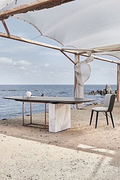 Enza Home Kartum Mermer Ayaklı Yemek Masası